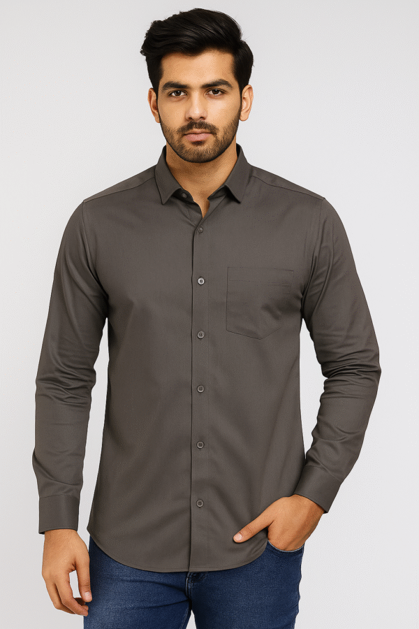 Charcoal Brown Cotton Shirt