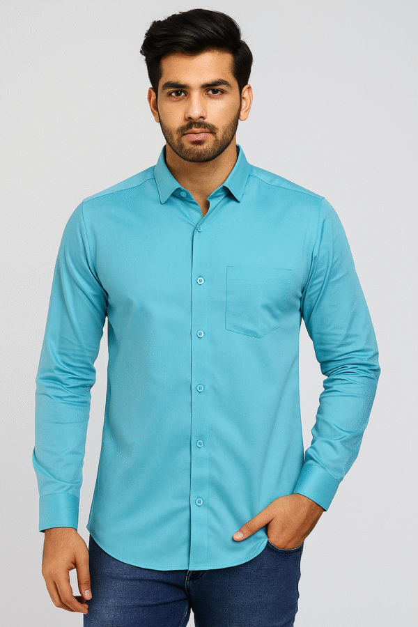 Turquoise Blue Cotton Shirt